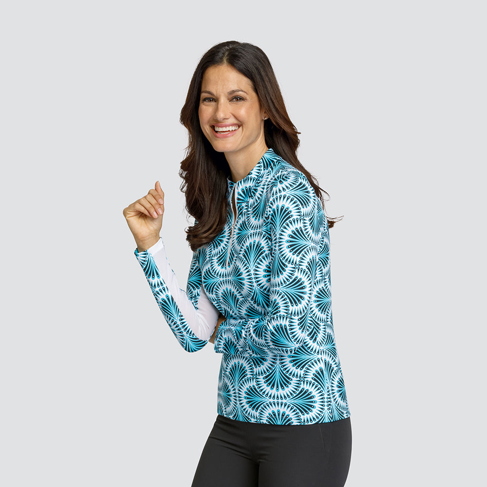 Tail Ladies Long Sleeve Peacock Print Golf Polo