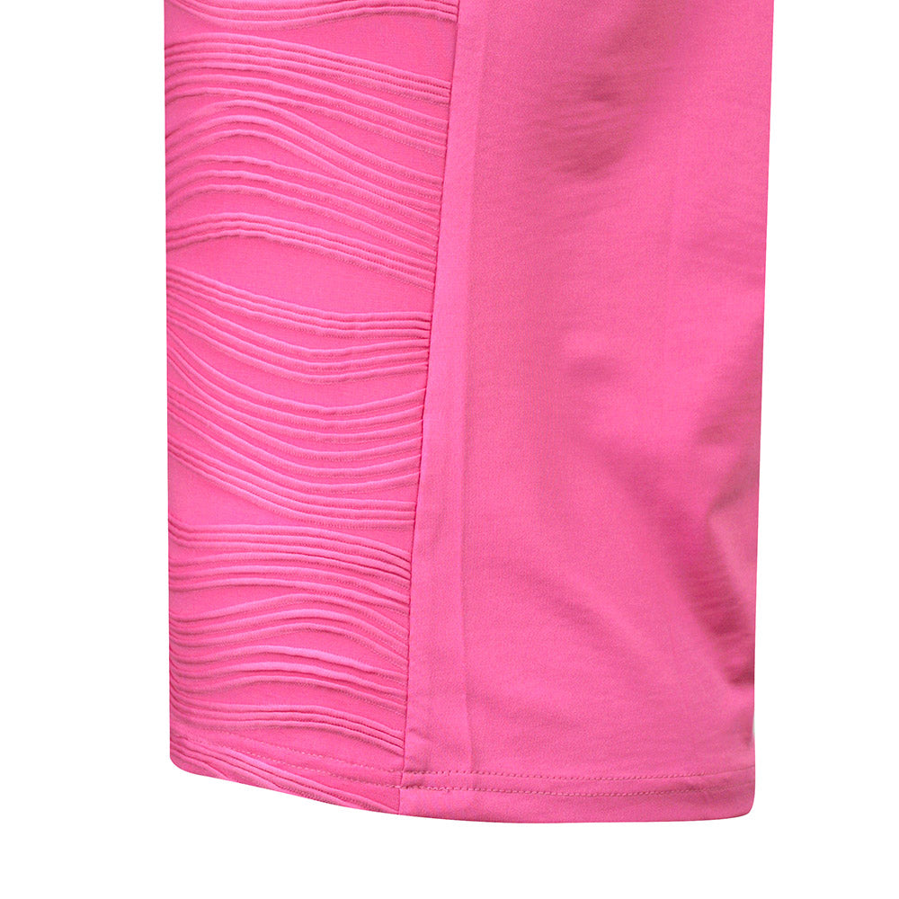 Pure Ladies Textured Wave Print Cap Polo Shirt in Azalea Pink