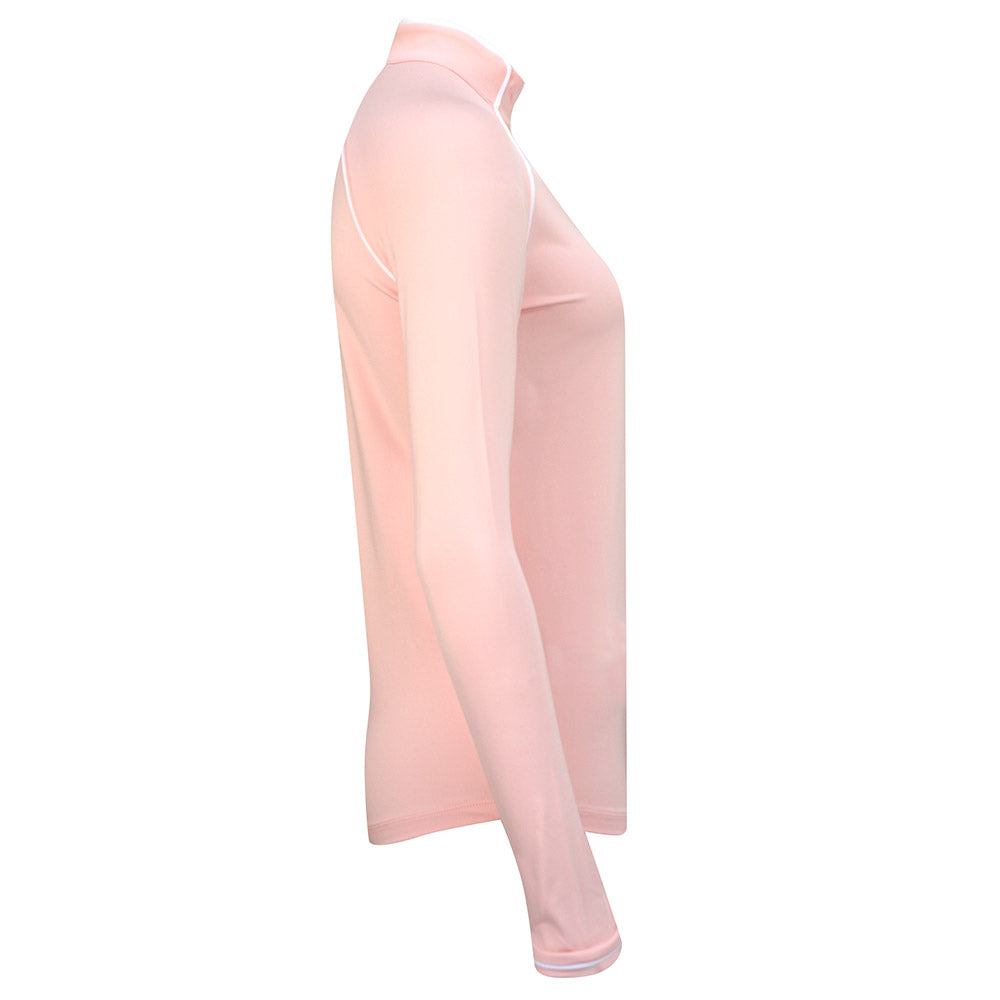 Original Penguin Ladies Long Sleeve Mesh Panel Zip Top in First Blush