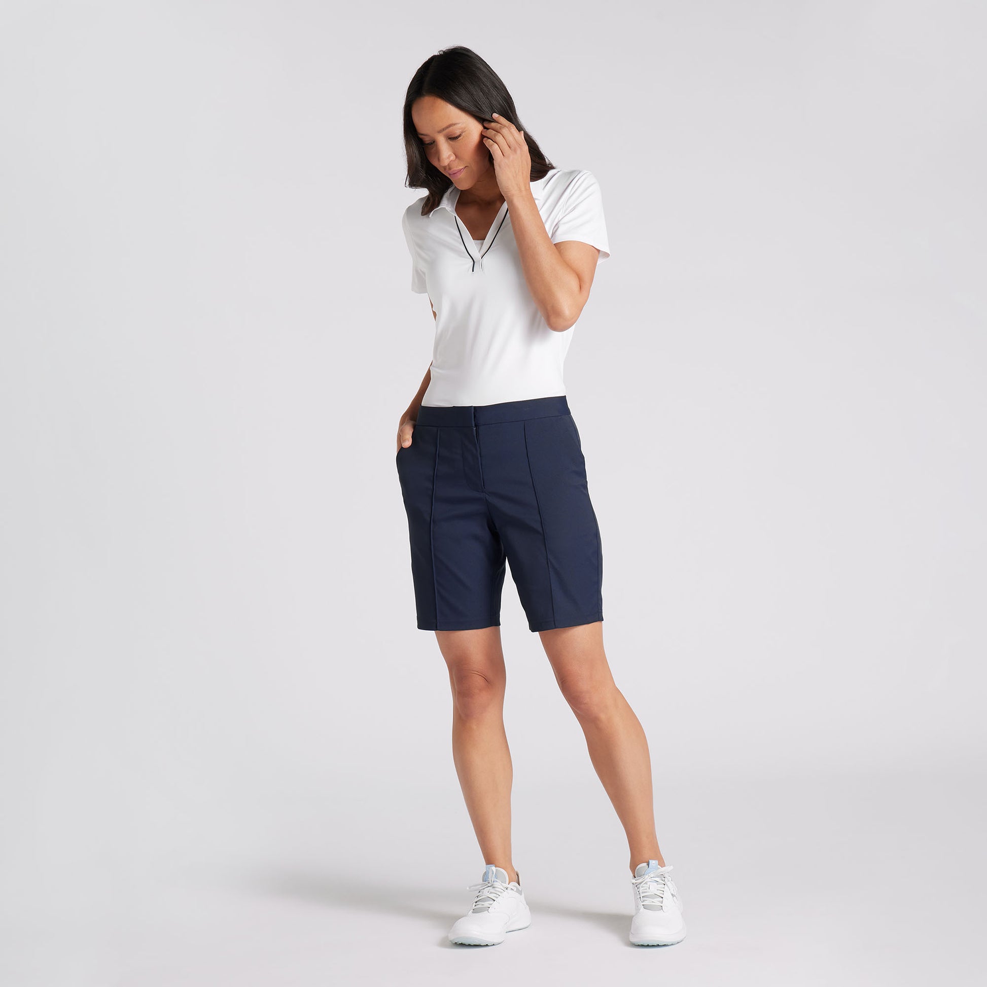 Puma Ladies Deep Navy Slim Fit Shorts with Pintuck Seam