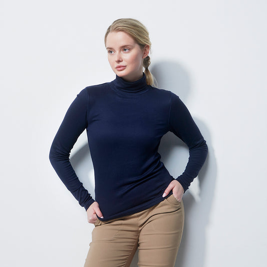 Daily Sports Ladies Soft Ribbed Long Sleeve Roll Neck In Navy