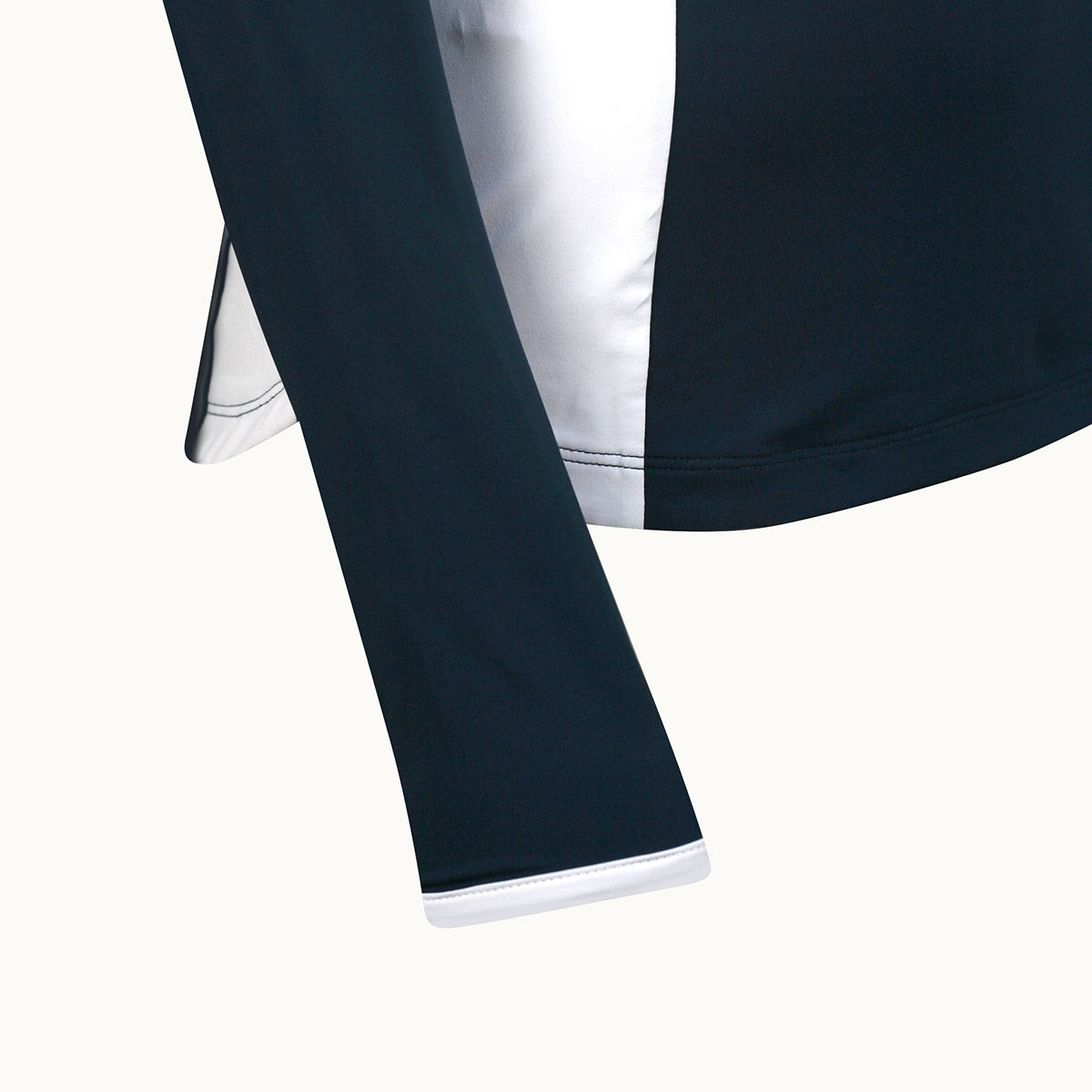 Original Penguin Ladies Long Sleeve Colourblock Zip Neck Polo in Black Iris