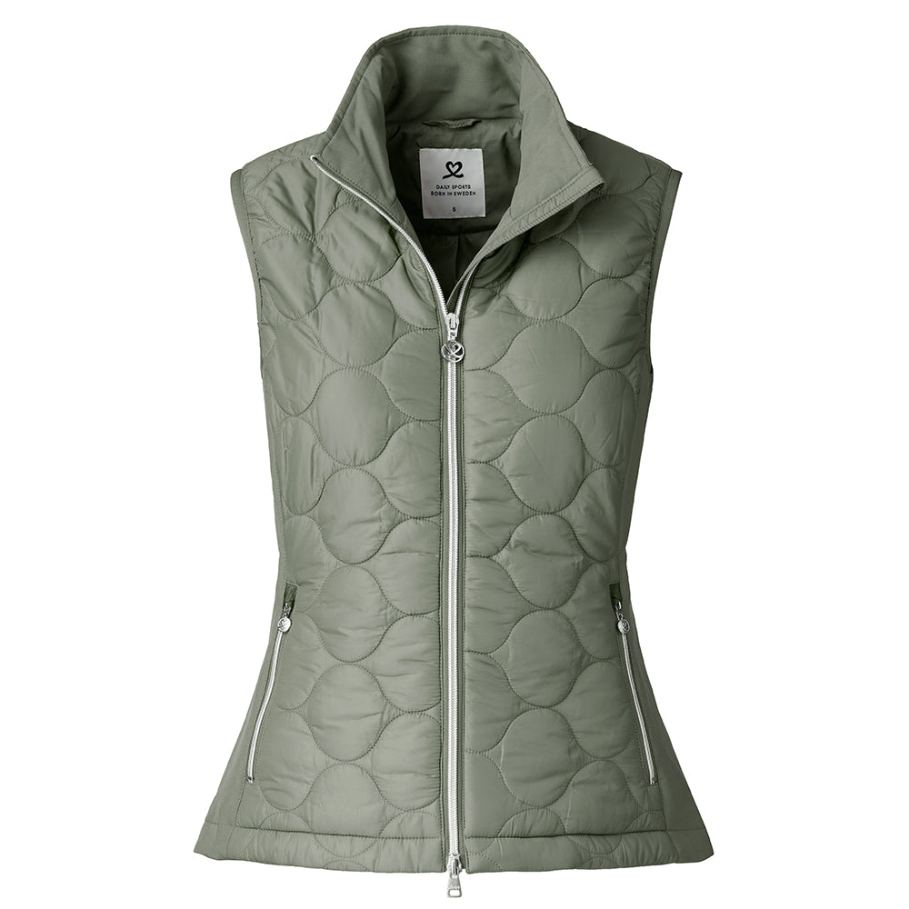 Daily Sports Ladies Padded Gilet with Stretch Side Panels in Moss Green
