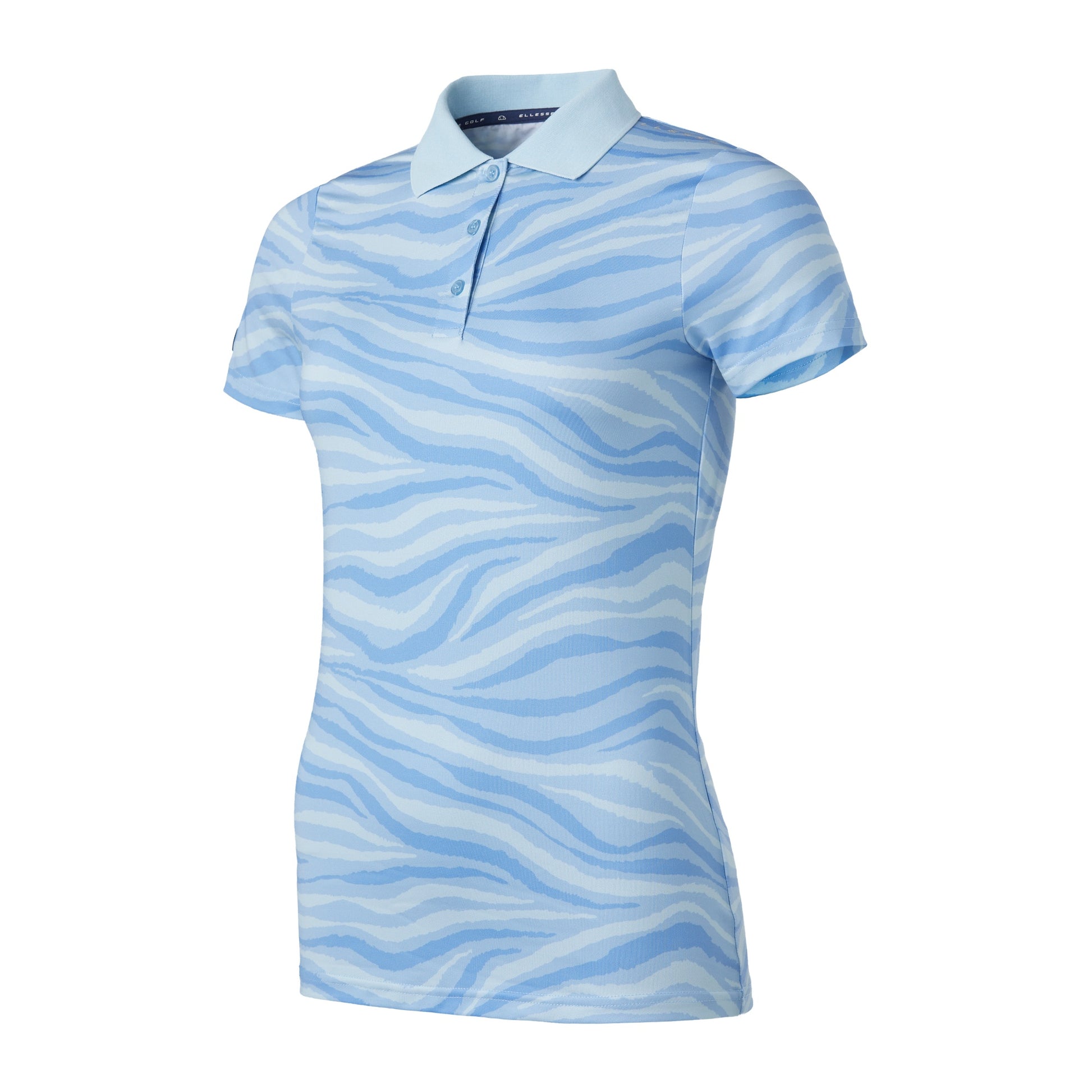 Ellesse Light Blue Short Sleeve Polo with Abstract Wave Print - Last One Size 10 Only Left