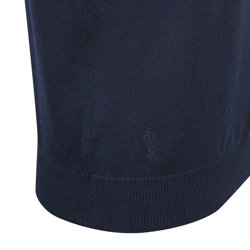 Glenmuir Ladies 100% Cotton Sleeveless V-Neck Sweater in Navy Blue