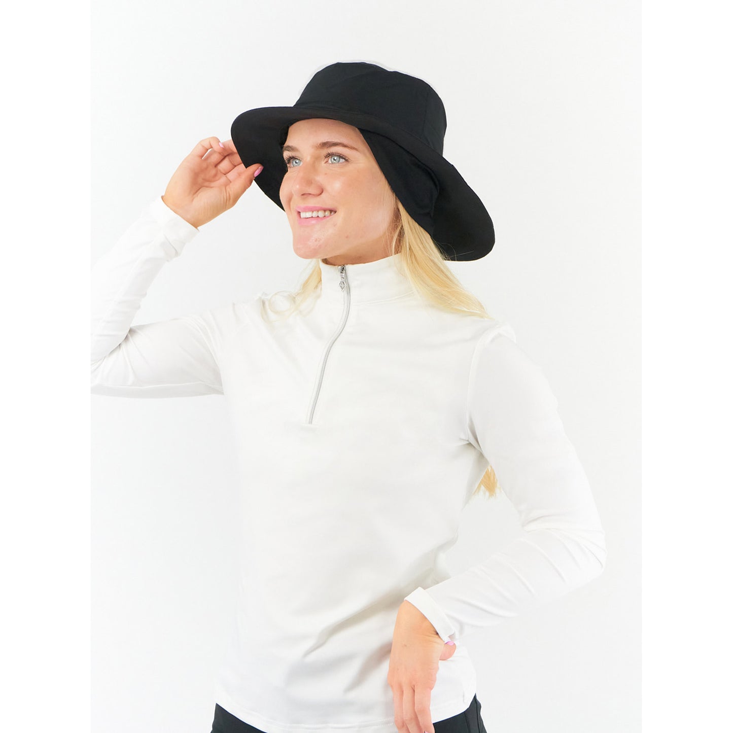 Surprizeshop Ladies Fleece Lined Waterproof Golf Hat with Extended Brim in Black