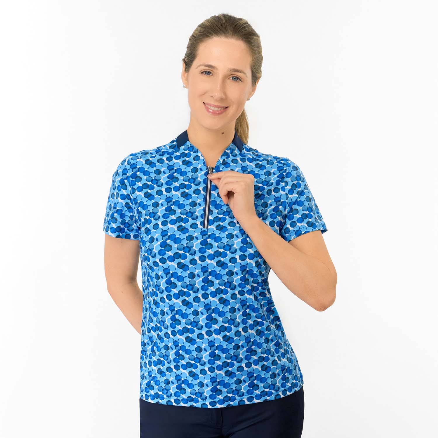 Pure Golf Ladies Short Sleeve Polo with Geometric Dot Design for Modern Feminine Style
