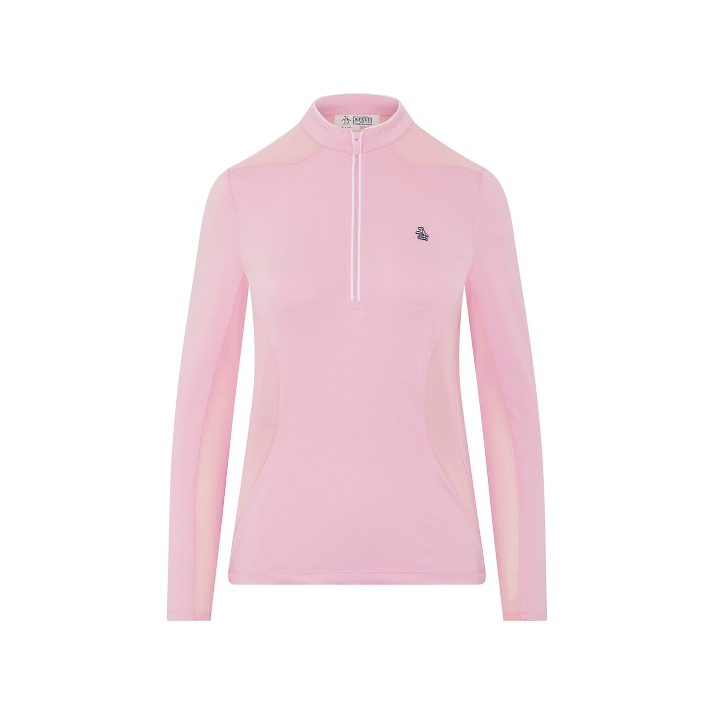 Original Penguin Women's Zip-Neck Top with Mesh Panels in Gelato Pink