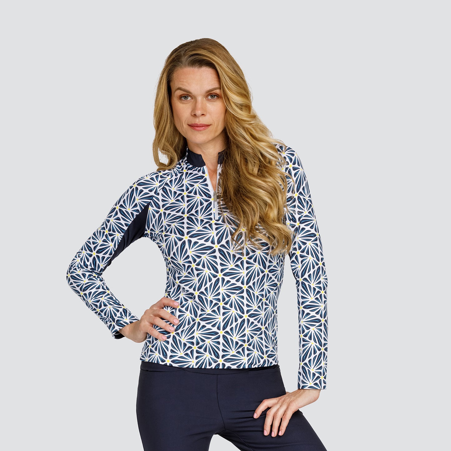 Tail Ladies Jersey Long Sleeve Top in Geometric Print