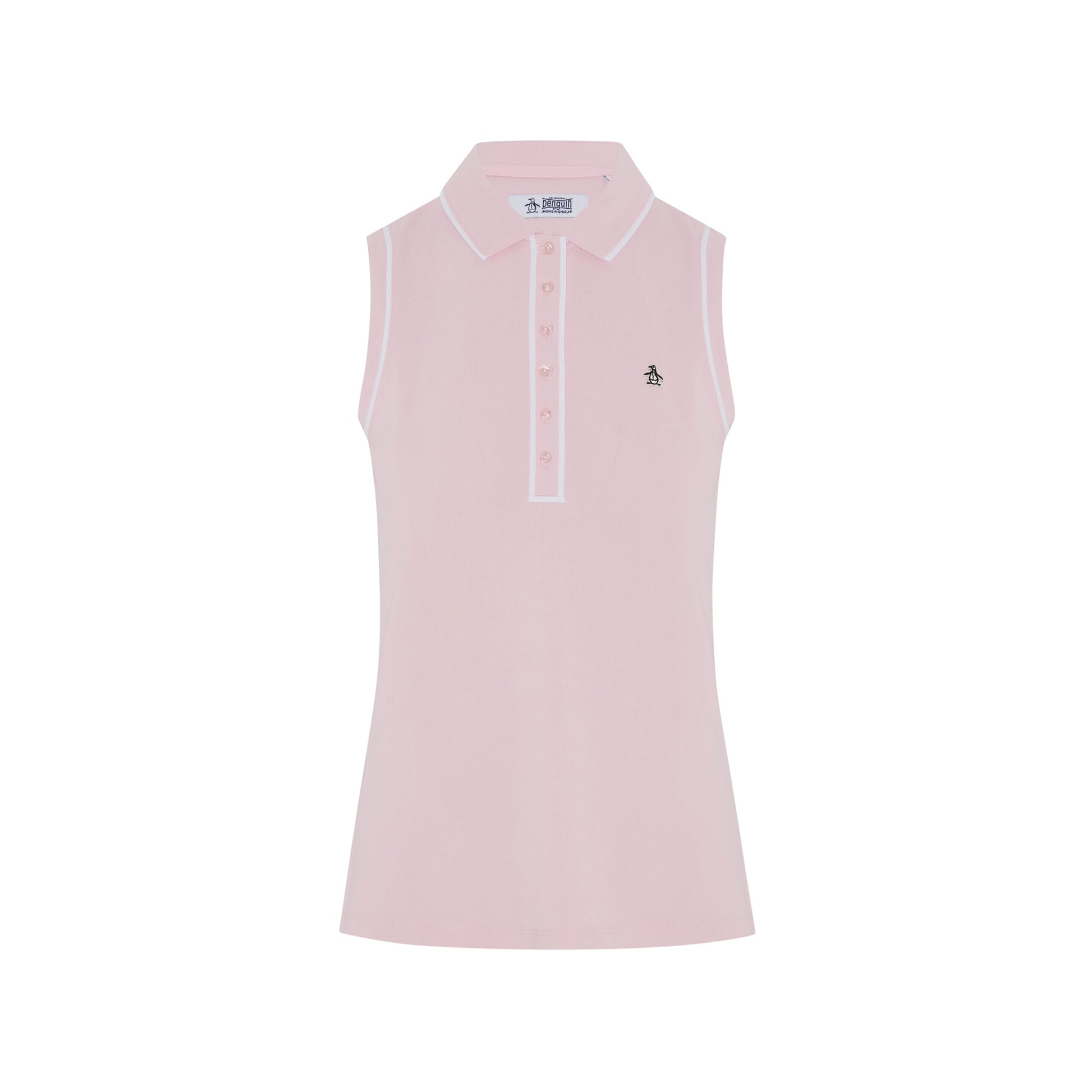 Original Penguin Womens Sleeveless Polo in Gelato Pink with Contrast Piping