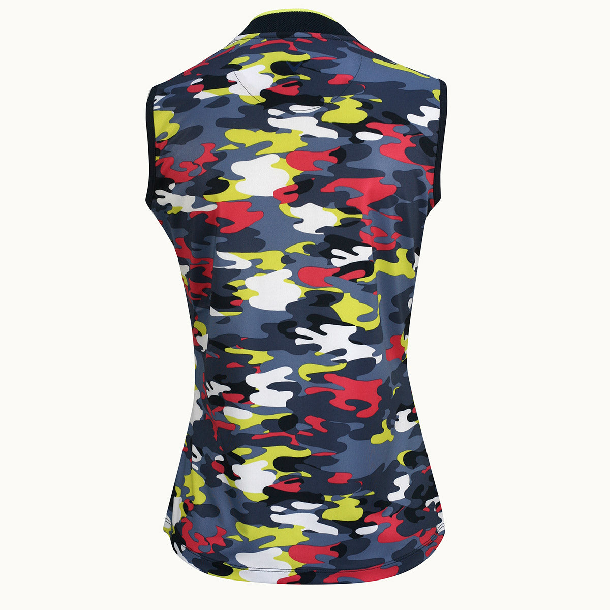 Callaway Ladies Sleeveless Camo Print Polo with Mesh Mock Neck