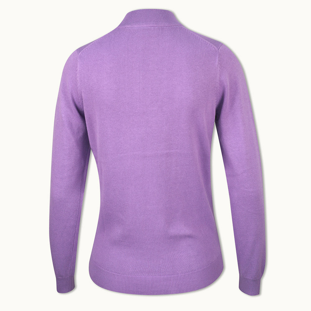 Glenmuir Ladies 100% Cotton Half-Zip Sweater in Amethyst