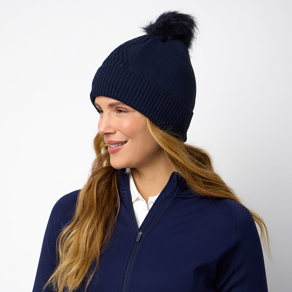 Glenmuir Ladies Thermal Lined Bobble Hat in Navy
