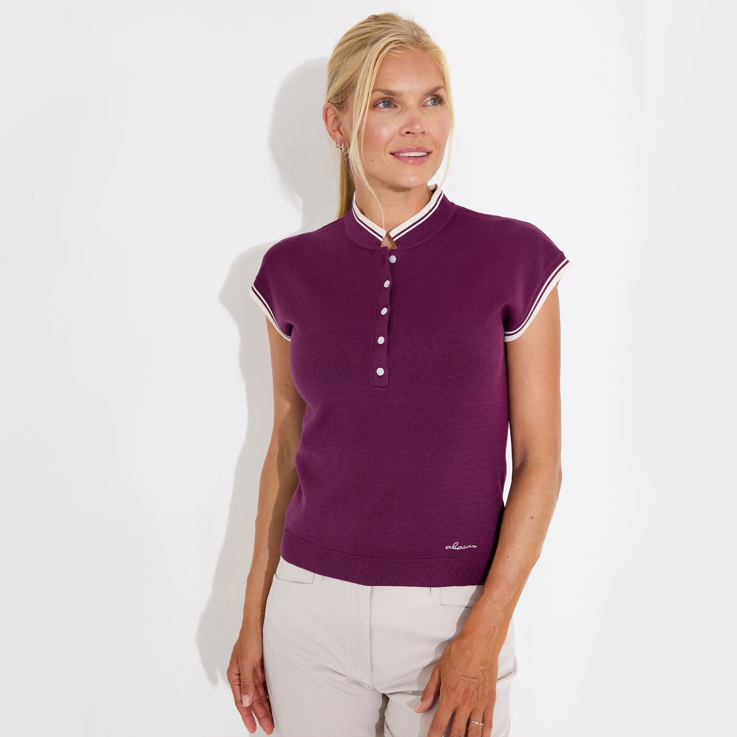 Abacus Ladies Knitted Cap Sleeve Polo