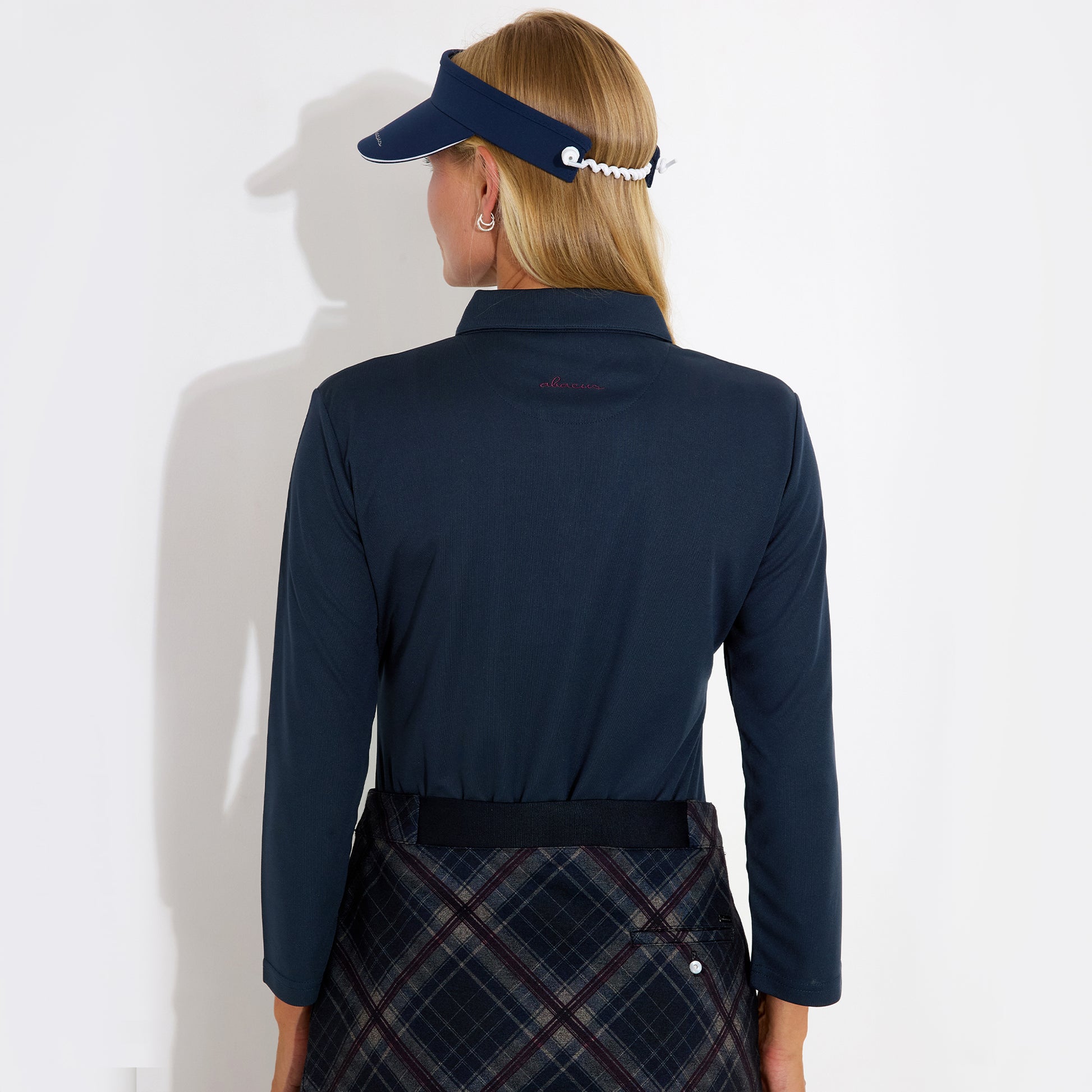 Abacus Ladies 3/4 Sleeve Polo with Neat Neck line and Pretty Pearl Detail in Navy