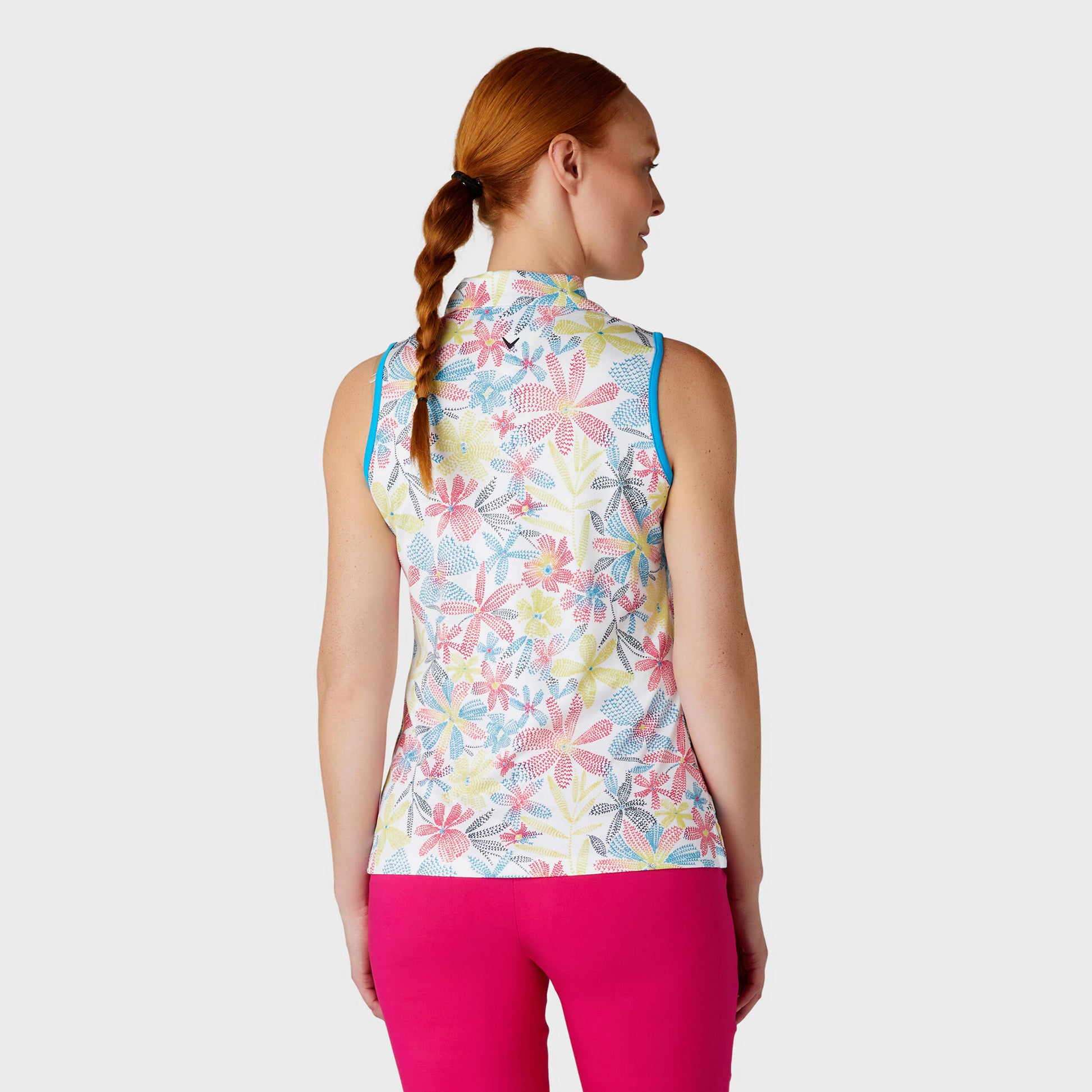 Callaway Ladies Floral Chevron Print Sleeveless Golf Polo