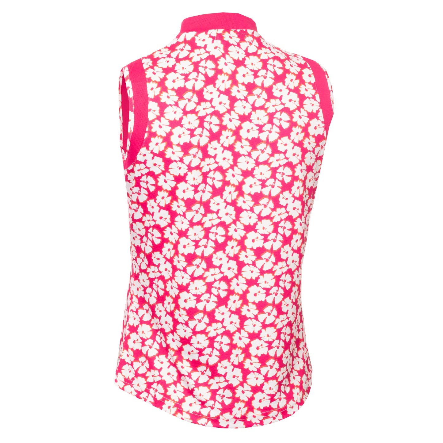 Green Lamb Women's Zip-Neck Sleeveless Floral Print Polo