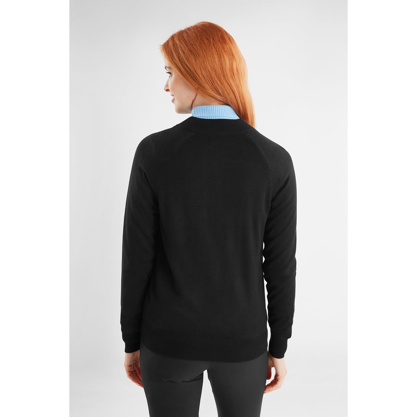 Green Lamb Ladies Lined Windstopper Cardigan with ZigZag Stitch Front Panel in Black