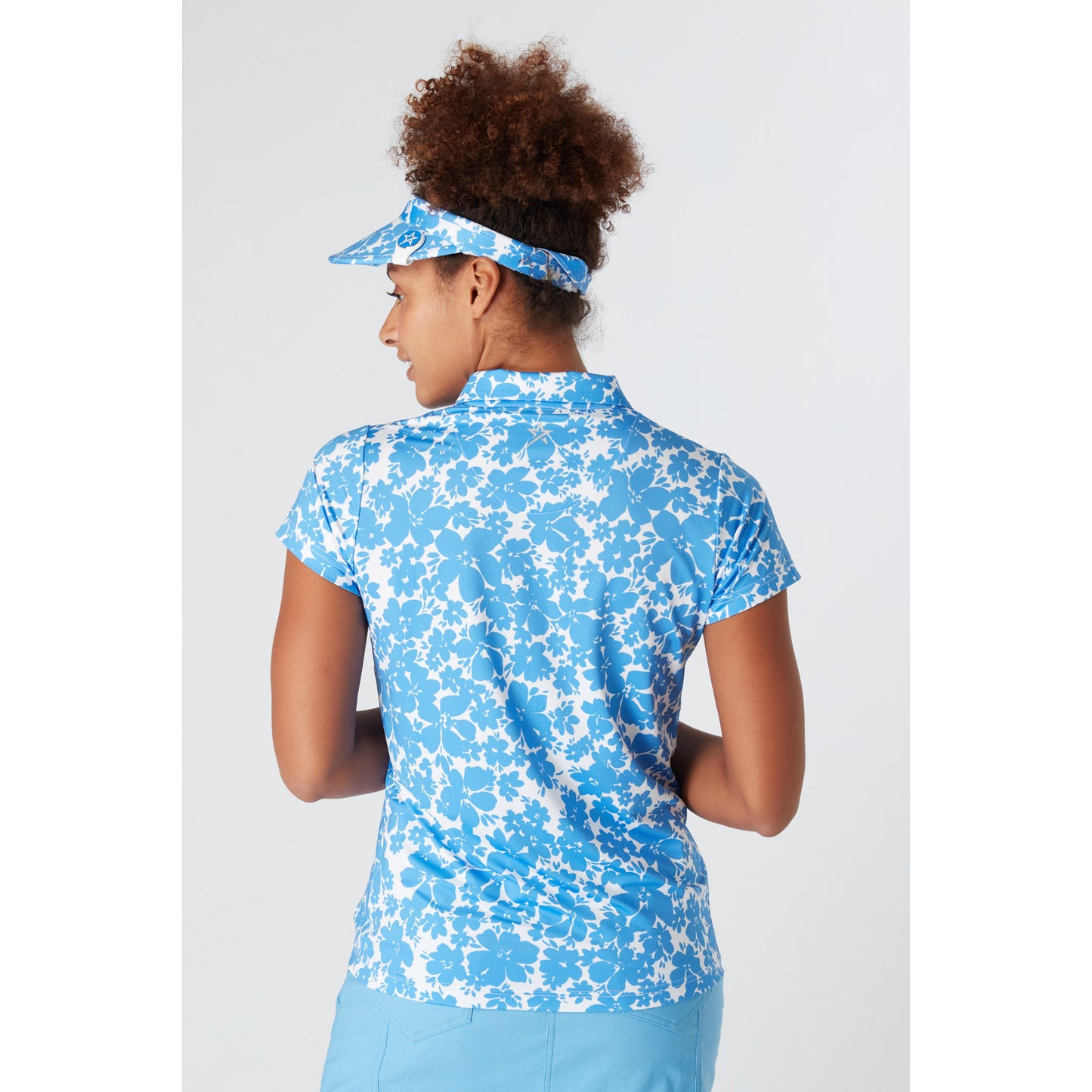 Swing Out Sister Full Bloom Print Cap Sleeve Golf Polo