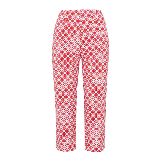 Swing Out Sister Ladies Pull-On Capris in Lush Pink and Mandarin with Mosaic Pattern