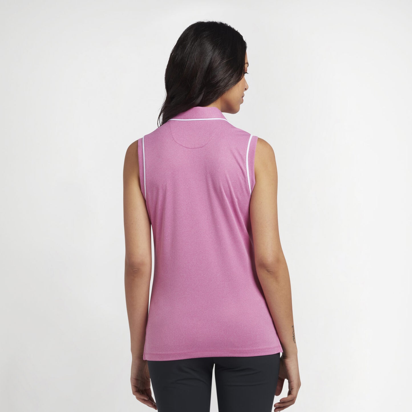 Original Penguin Ladies Piped Sleeveless Polo in Fuchsia Red