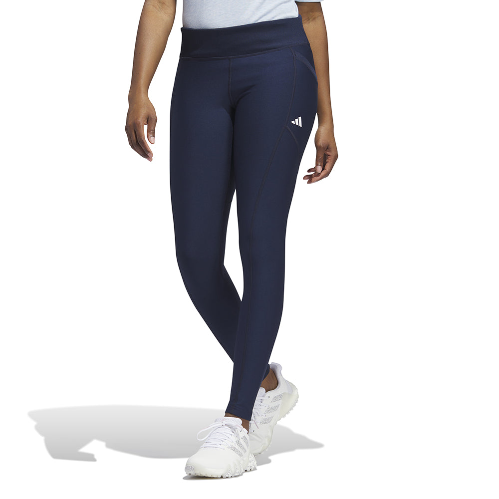 adidas Ladies Navy Golf Leggings with Ribbed Waistband - Last Pair XS Only Left