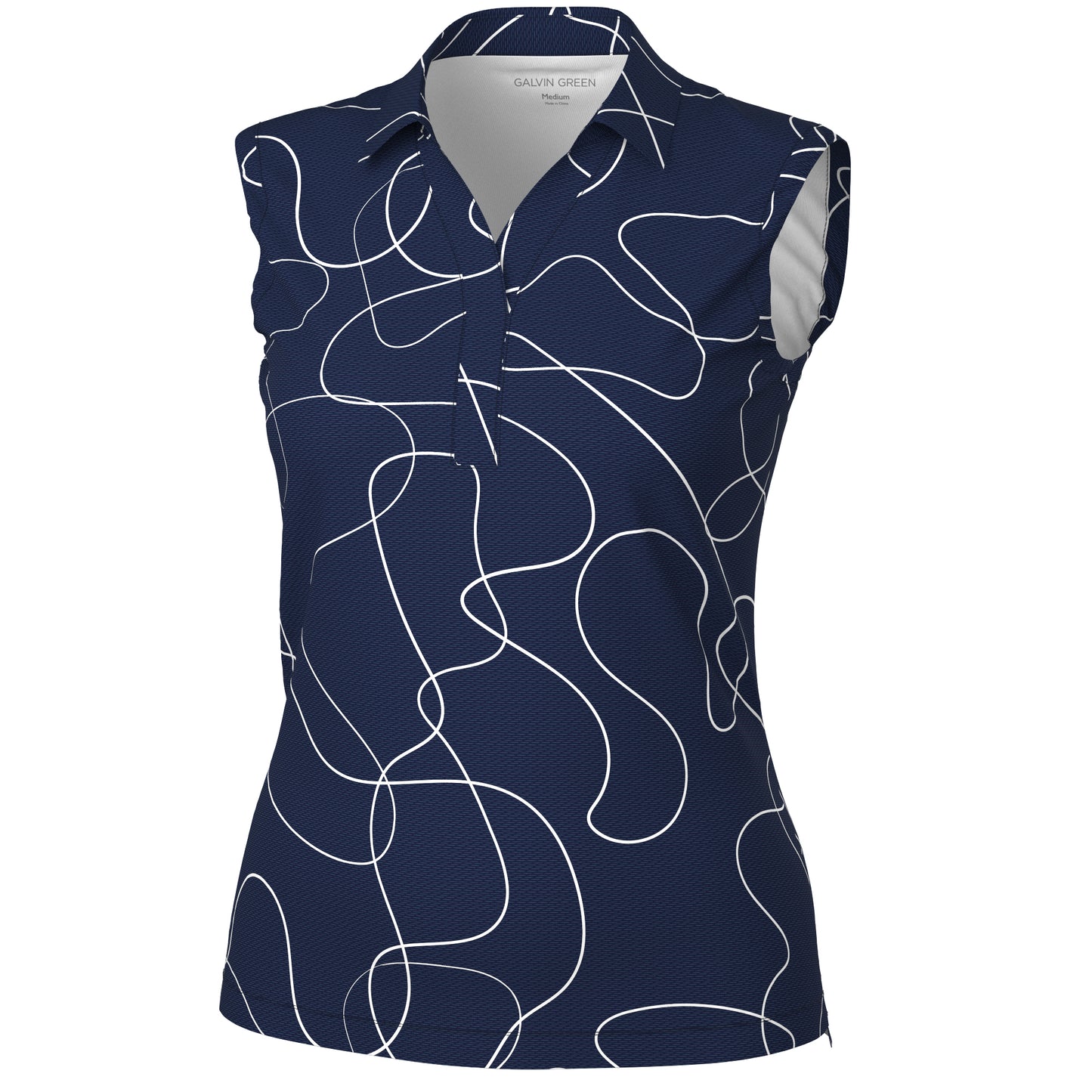 Galvin Green Ladies VENTIL8 PLUS Sleeveless Polo with Swirling Ribbon Print - Last One Medium Only Left