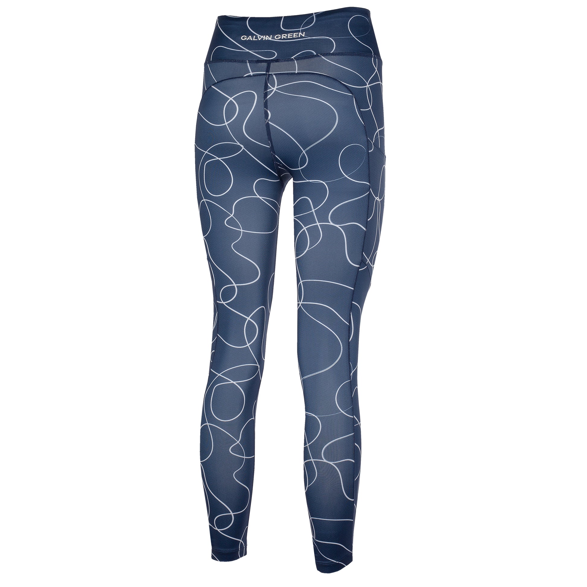 Galvin Green Ladies VENTIL8 Plus 7/8 Leggings with Swirling Ribbon Print