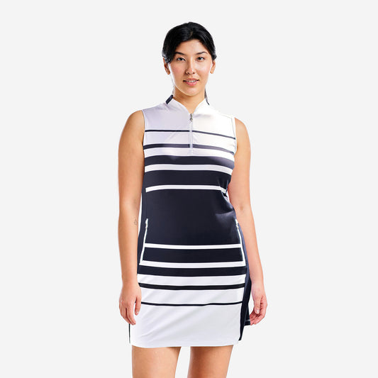 Nivo Ladies Sleeveless LivCool Golf Dress in White & Navy