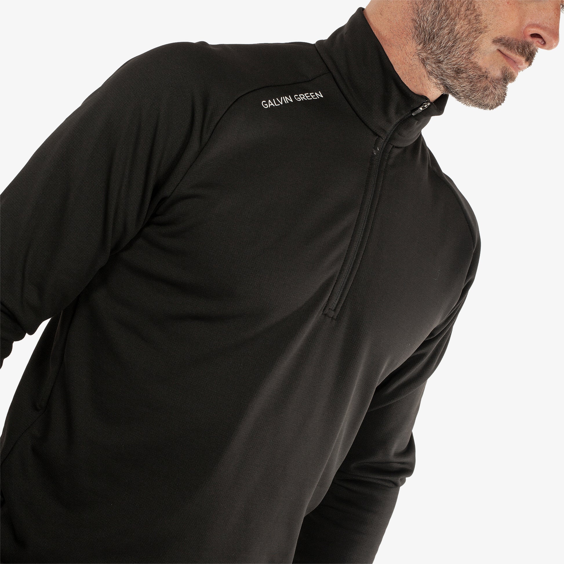 Galvin Green Mens Black Zip-Neck Golf Top
