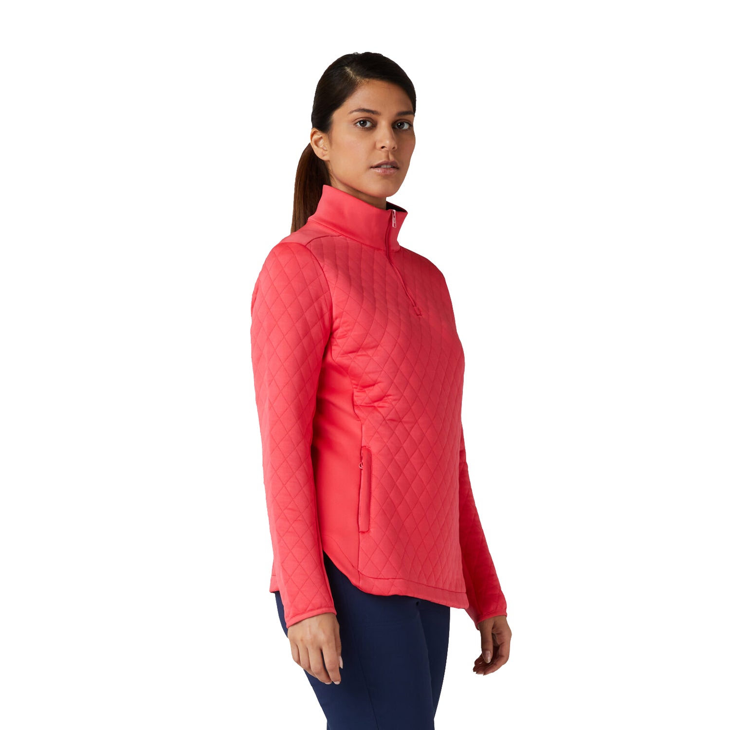 Callaway Ladies 1/4 Zip Thermal Quilted Golf Top in Paradise Pink