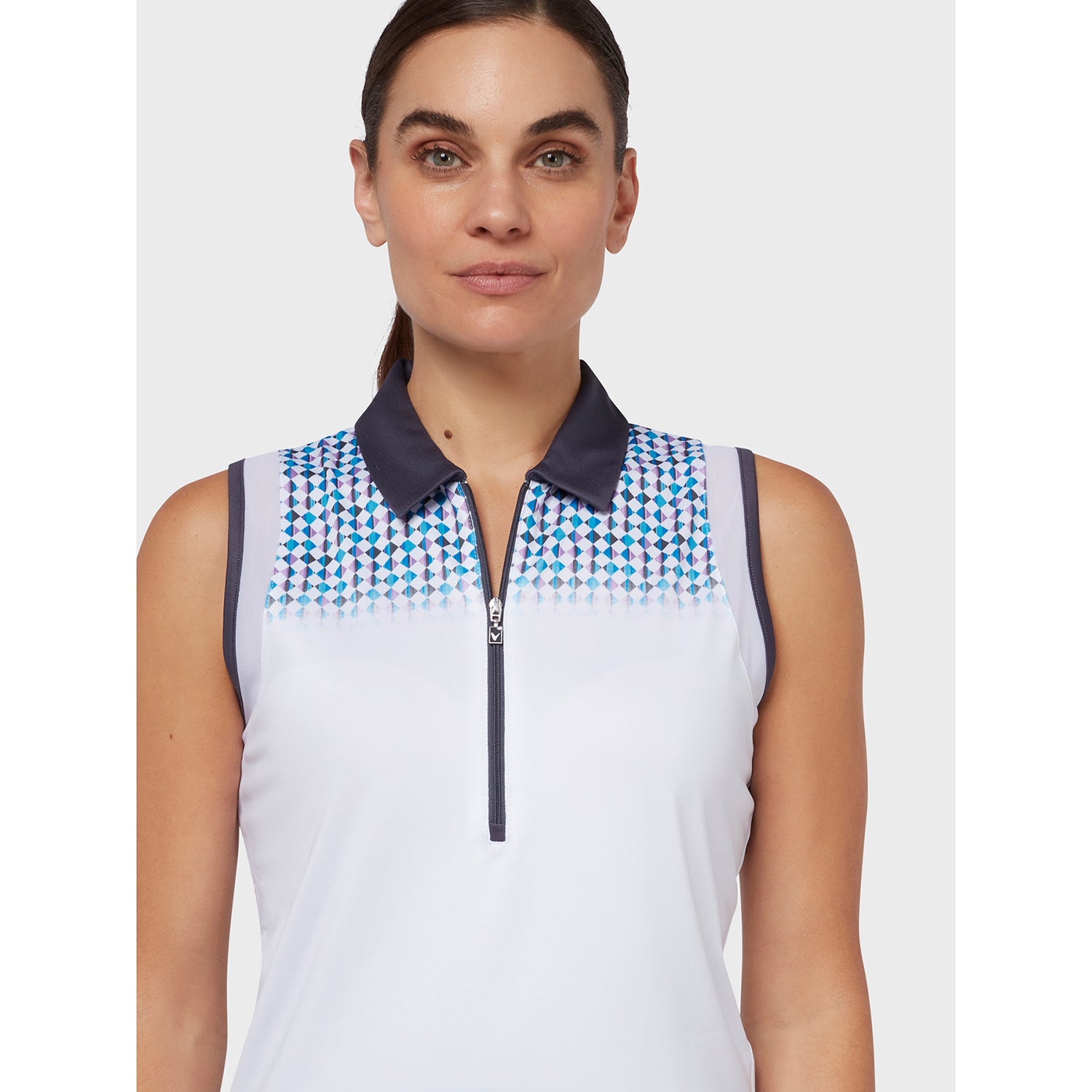 Callaway Ladies Evanescent Geo Print Sleeveless Golf Polo