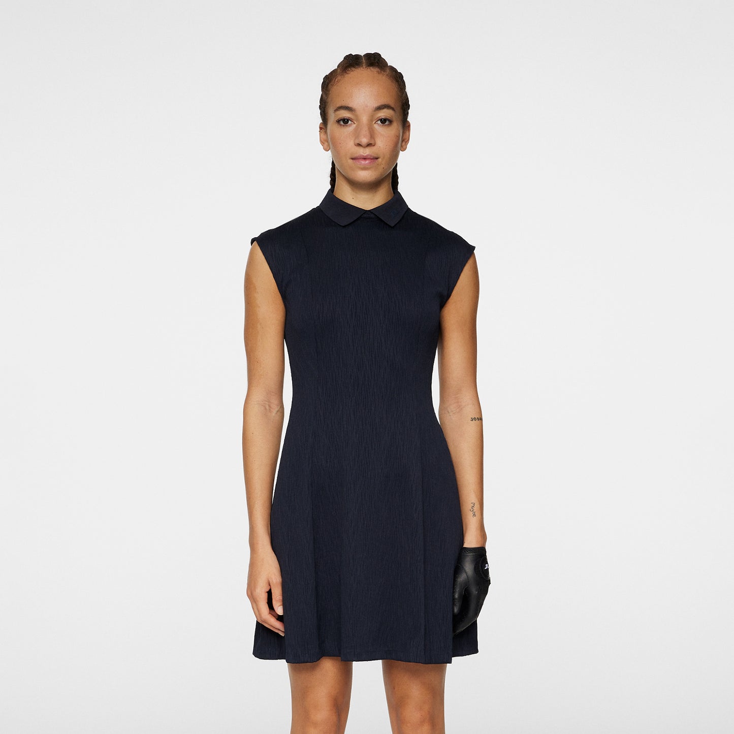 J.Lindeberg Ladies Navy Dress with Subtle Wave Print