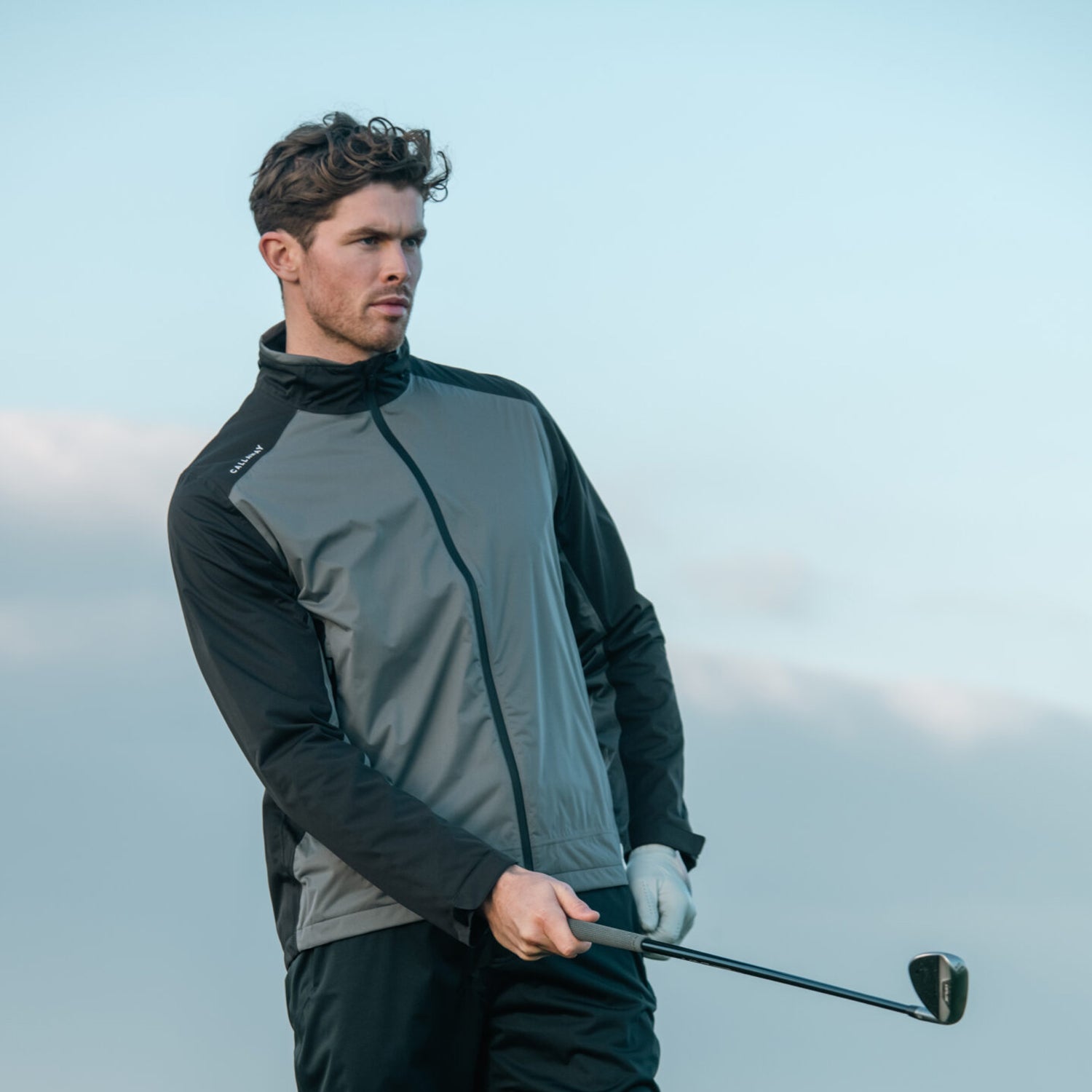 Callaway Mens Black Waterproof Jacket with Contrast Panels