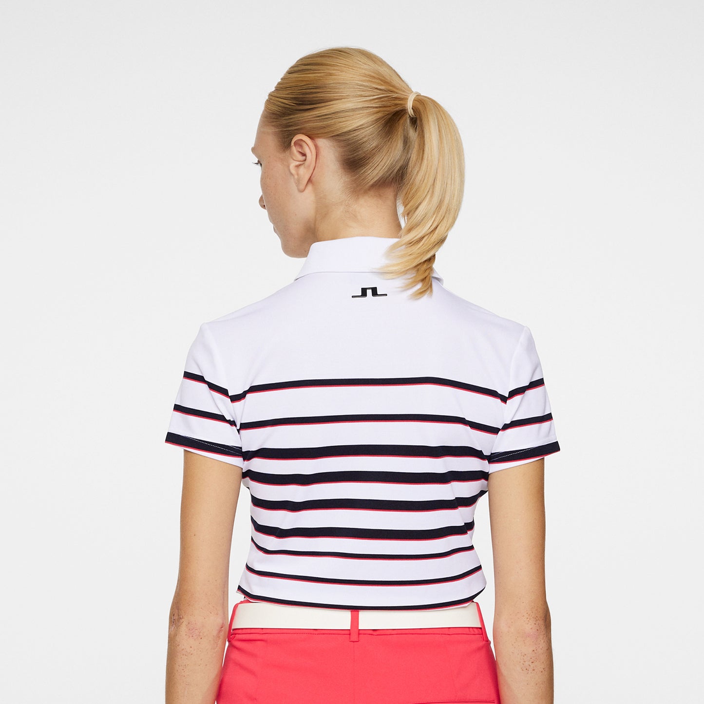 J.Lindeberg Ladies Striped Short Sleeve Polo