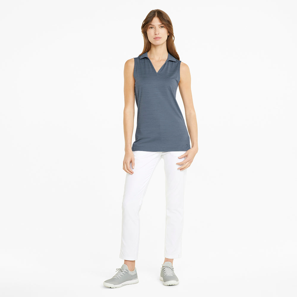 Puma Ladies Cloudspun Coast Sleeveless Polo in Evening Sky Heather