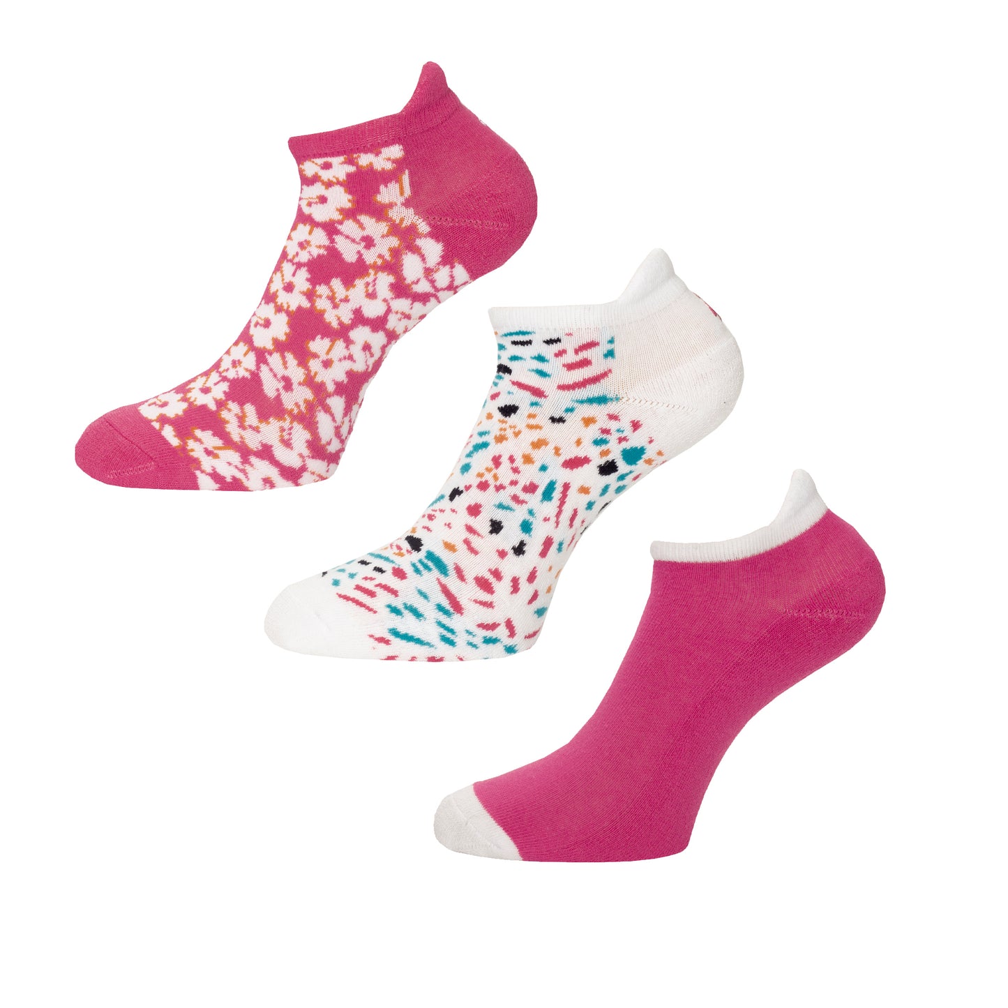 Green Lamb Ladies 3 Pair Pack of Socks with Speckle & Floral Print