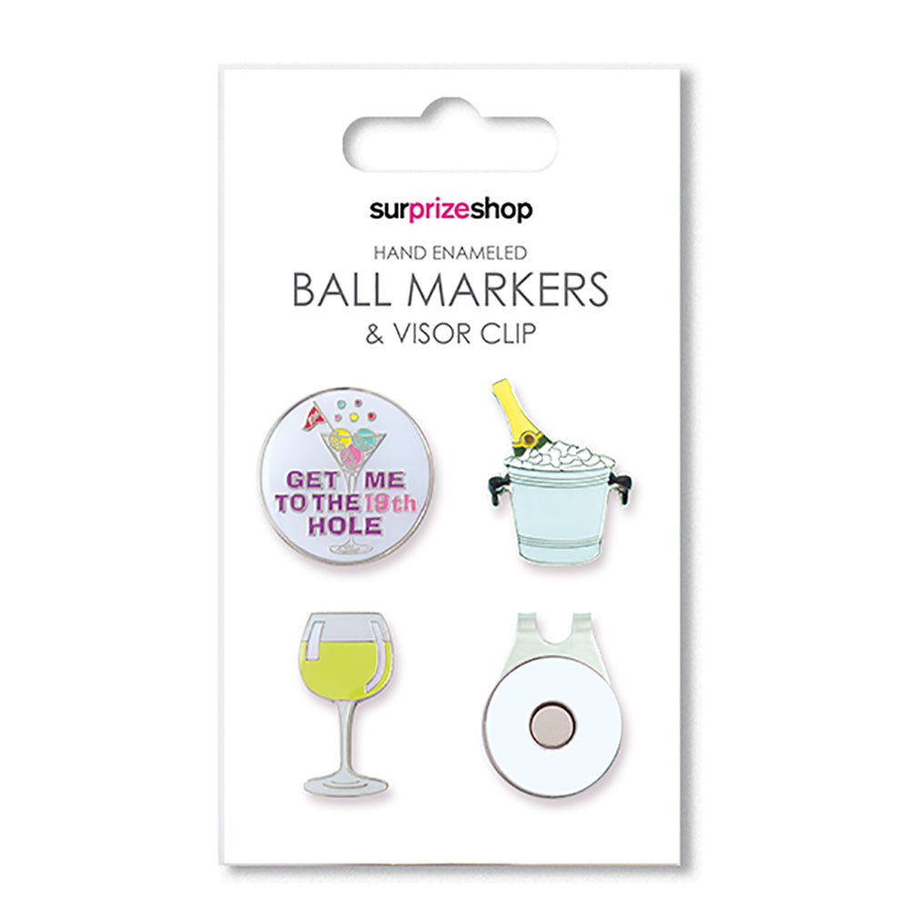 Surprizeshop 'Boozy' Hand Enamelled Ball Markers & Visor Clip