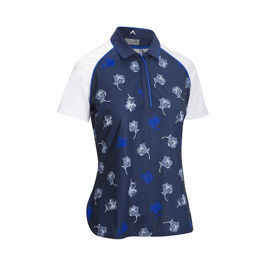 Callaway Ladies Short Sleeve Polo in Peacoat & White Floral Print