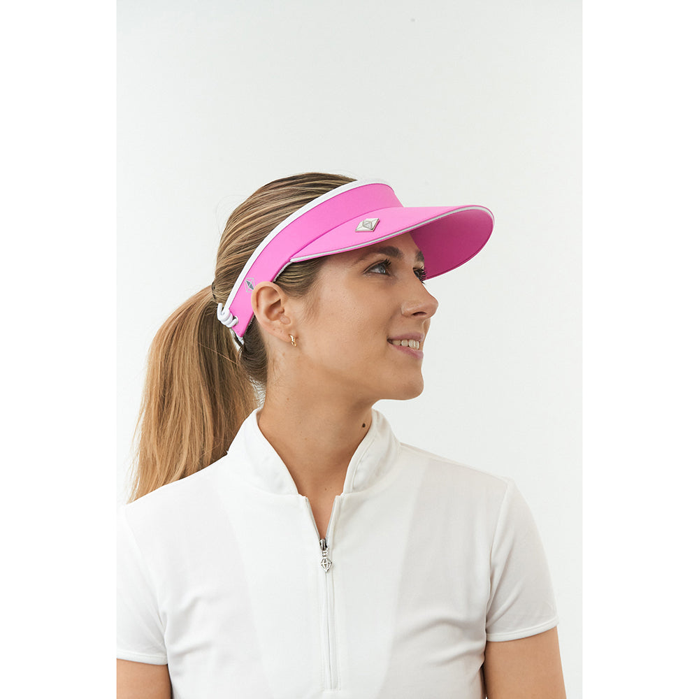 Pure Golf Ladies Cable Adjusted Golf Visor in Azalea Pink