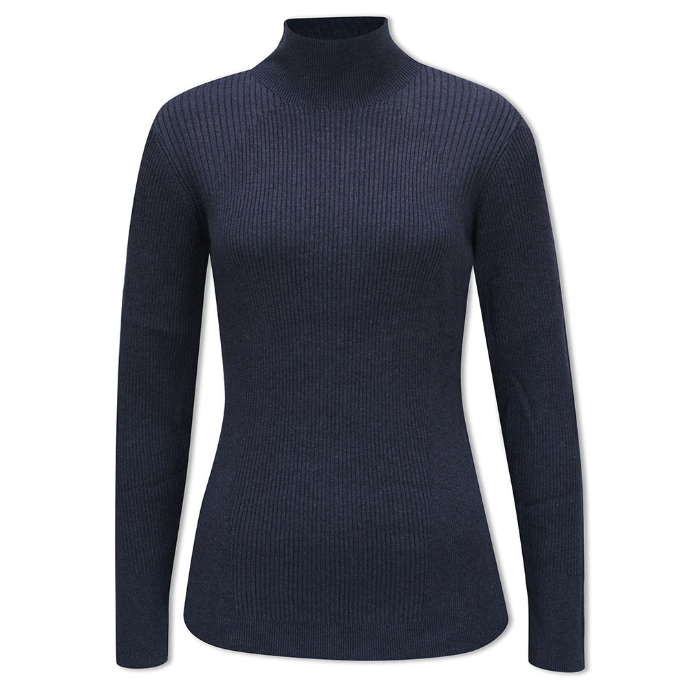 Callaway Ladies High Mock Neck Ribbed Sweater in Navy Heather