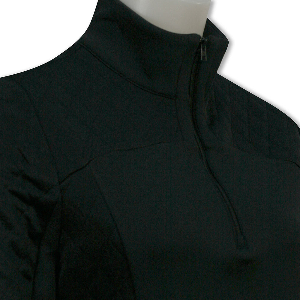 Callaway Ladies Long Sleeve Quilted Knit Stretch Top in Caviar Black