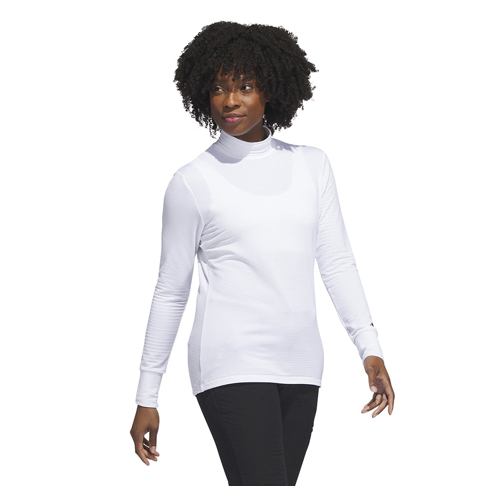 adidas Ladies Long Sleeve Golf Top with Mock Neck in White