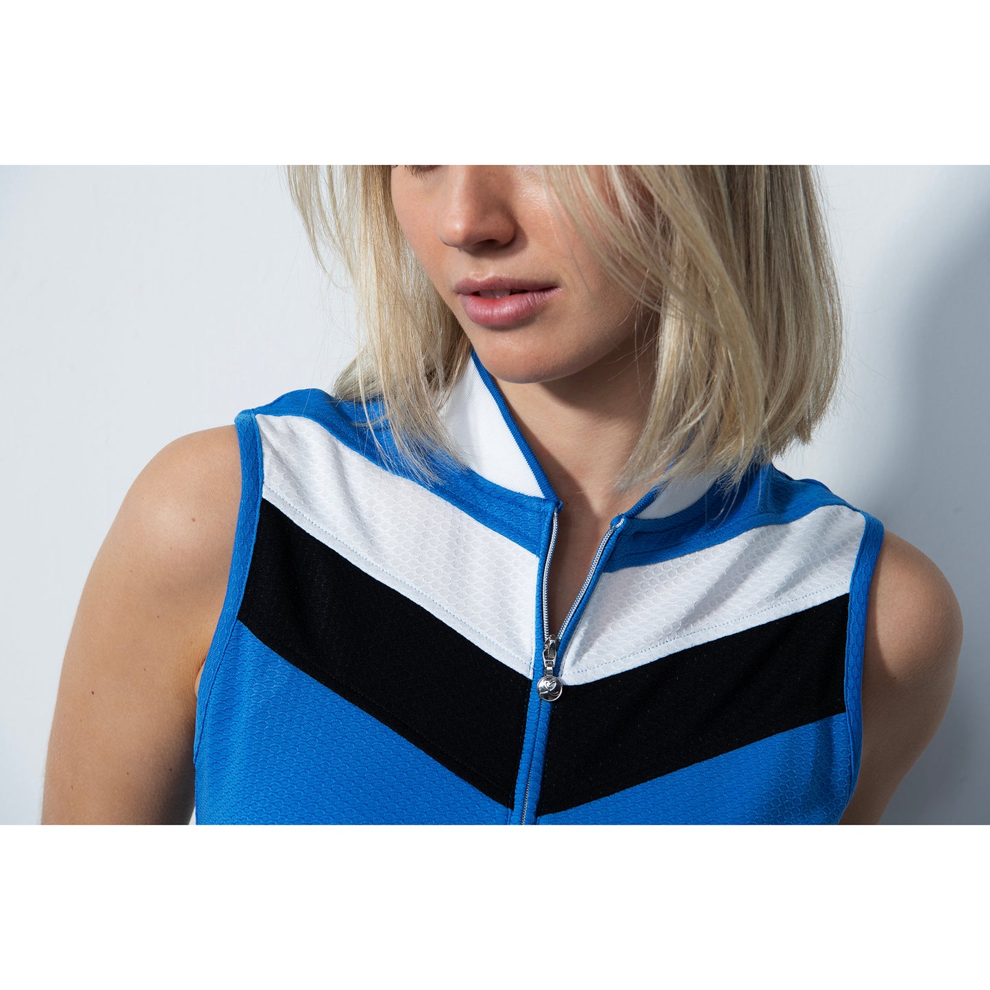 Daily Sports Ladies Honeycomb Sleeveless Polo Shirt with Colour Blocks 