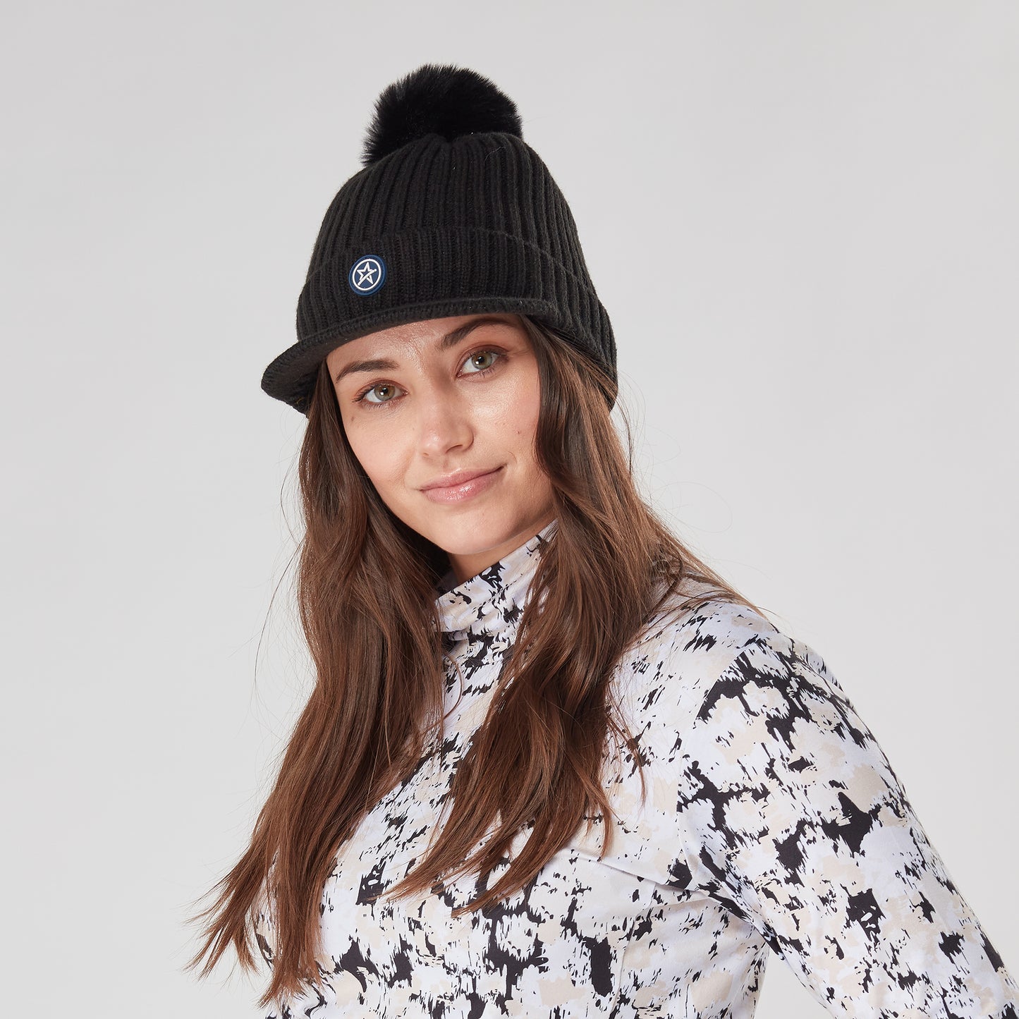 Swing Out Sister Ladies Fleece Lined Peak Bobble Hat in Black