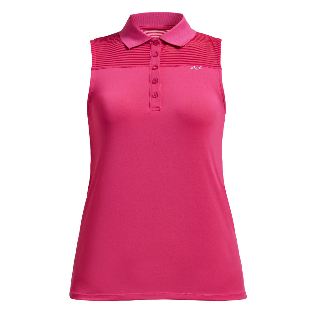 Rohnisch Ladies Sleeveless Polo with Mesh Detail in Fuchsia - Small Only Left