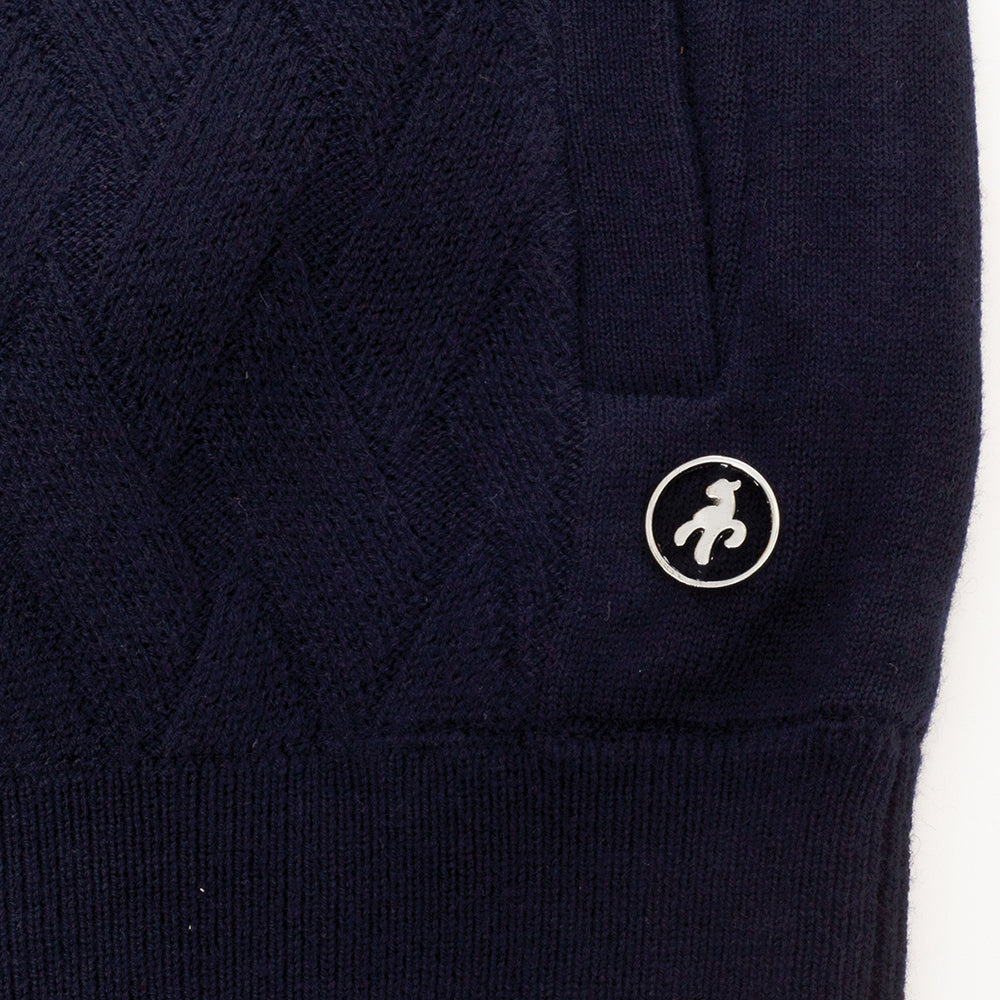 Green Lamb Ladies Navy Textured Lined Golf Cardigan - Last One Size 8 Only Left