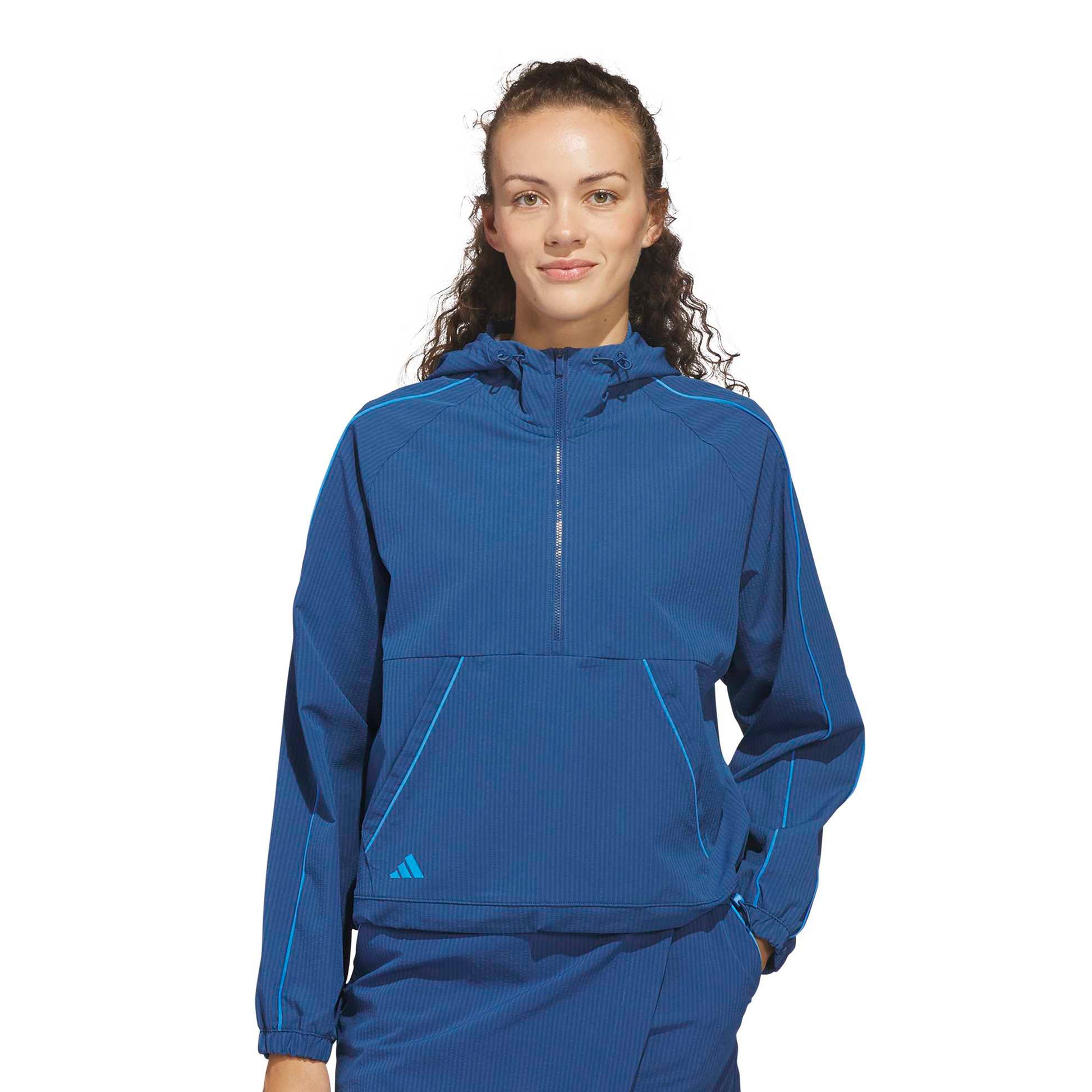 adidas Golf Women’s Seersucker 1/4 Zip Hoodie – Lightweight Comfort with Modern Fit & Front Pocket