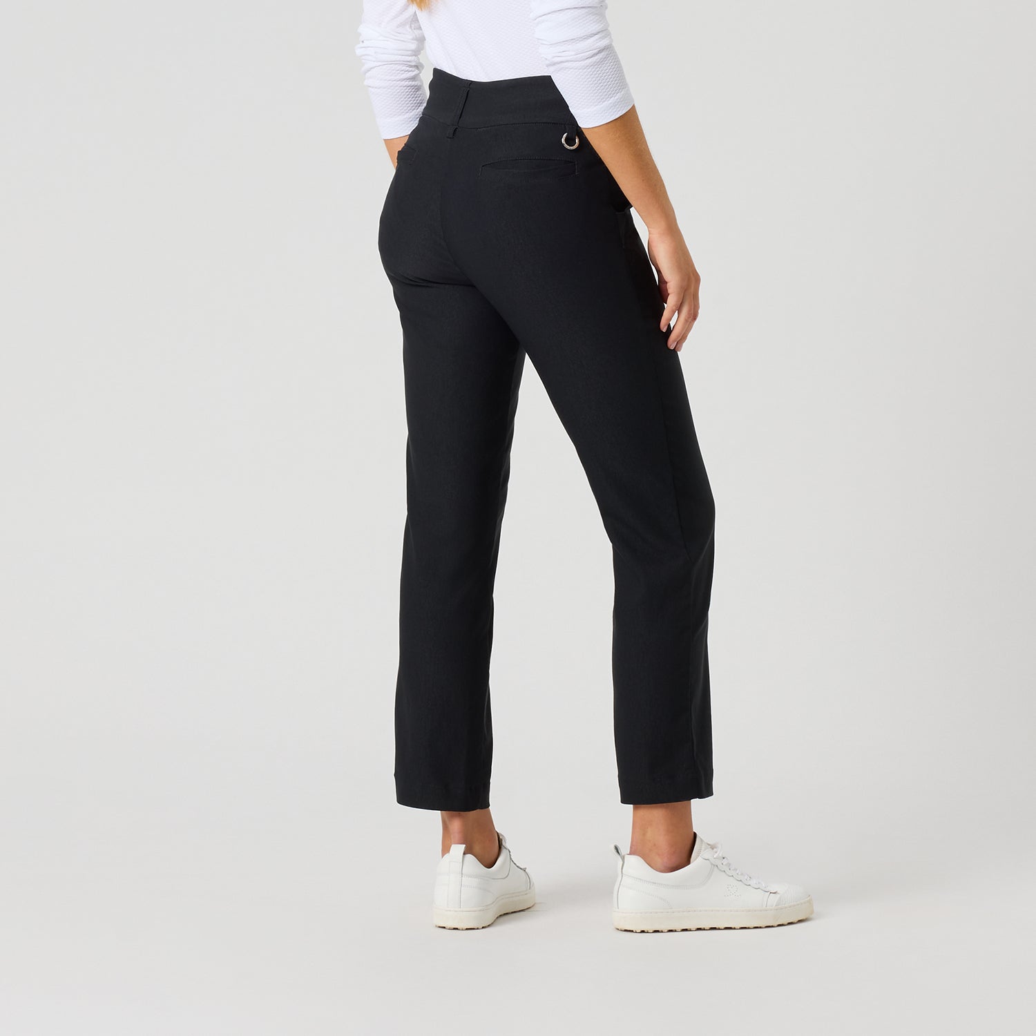 Daily Sports Ladies Pull-On Ankle Trousers with Super-Stretch Finish in Black