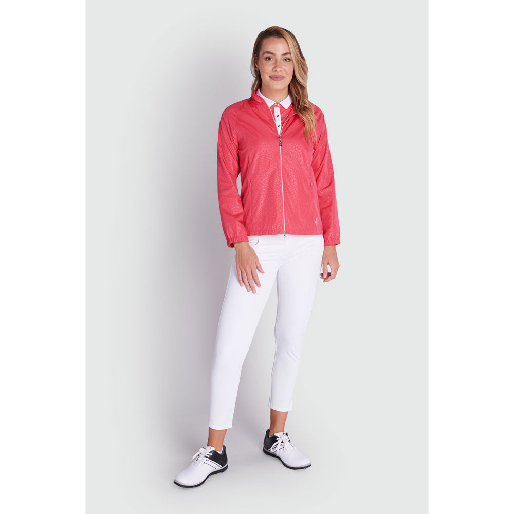 Green Lamb Ladies Raglan Sleeve Windbarrier Jacket in Strawberry Animal Print